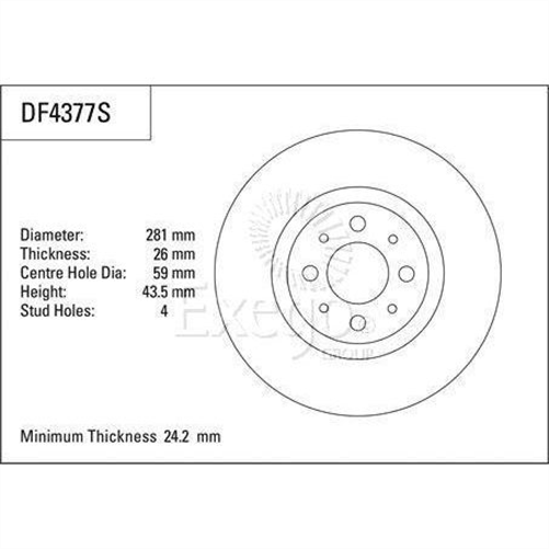 Disc Brake Rotor 281mm x 24.2 Min