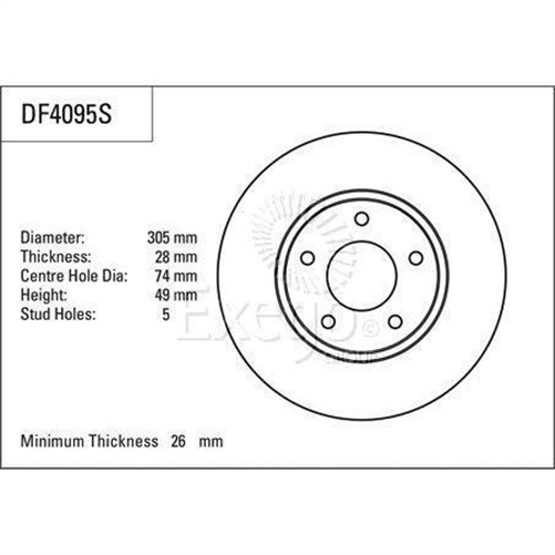 Disc Brake Rotor 305mm x 26 Min