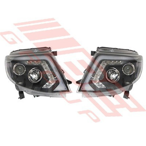 HEADLAMP SET - L&R - BLACK HOUSING - FORD RANGER 2012