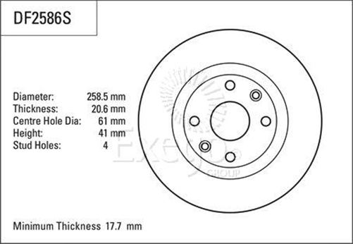 Disc Brake Rotor 259mm x 17.7 Min