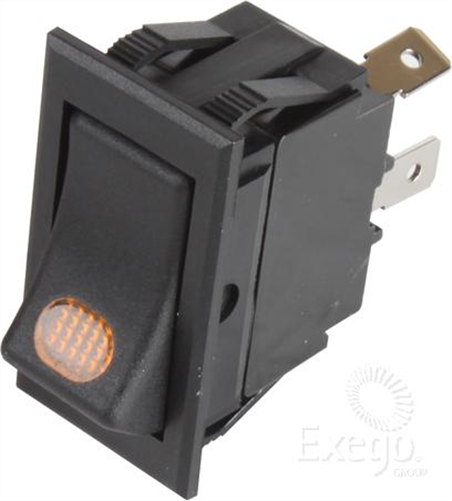 Rocker Switch On/Off SPST 24V Amber Illuminated (Contacts Rated 10A @