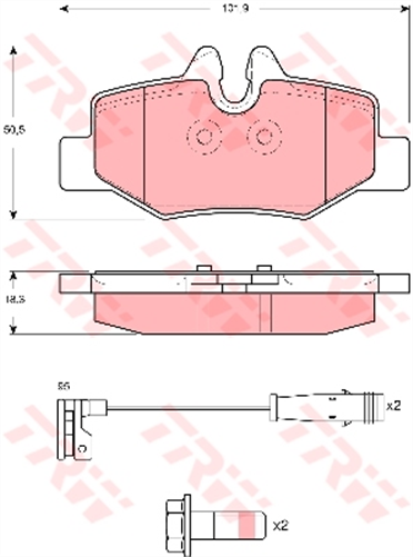 Brake Pad Set Inc. Wear Sensor (DB1966)