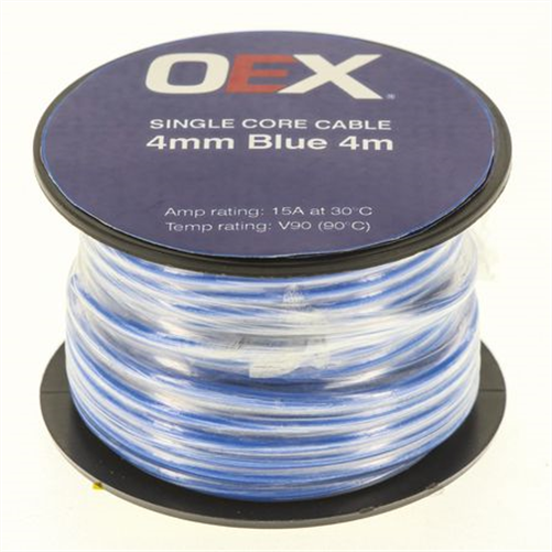 4mm Single Core Automotive Cable, Blue - 4m Roll  (NZ Ref.1)