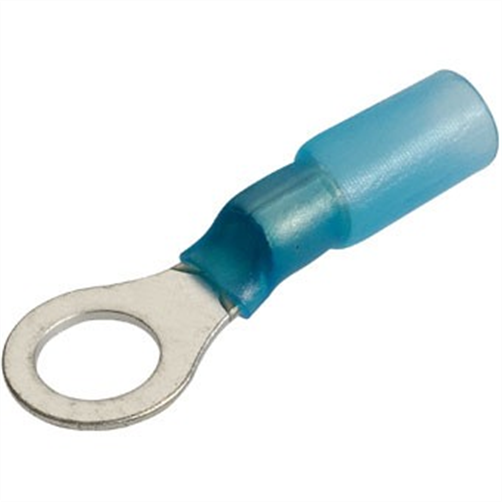 Crimp Terminal Ring Blue Terminal Entry 6.3mm Heat Shrinkable 50 Pce