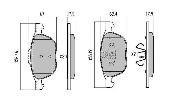 FRONT DISC BRAKE PADS - MAZDA 3 04-09 DB1679 E