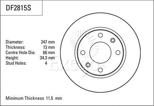 Disc Brake Rotor 247mm x 11.5 min