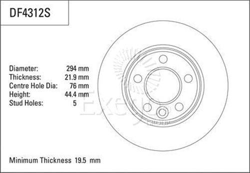 Disc Brake Rotor 294mm x 19.5 Min