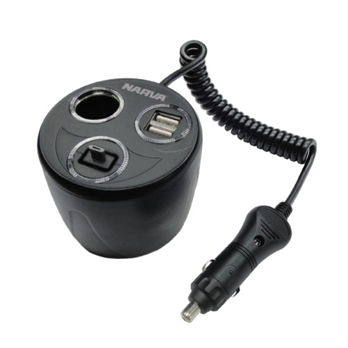 Power Cup Adaptor / Twin USB / Micro USB / Spiral Lead