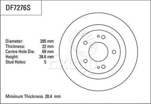 Disc Brake Rotor 285mm x 20.4 min