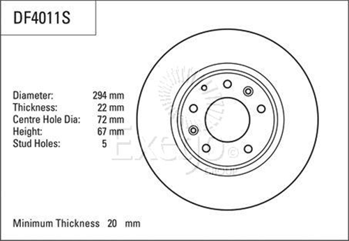 Disc Brake Rotor 294mm x 20min