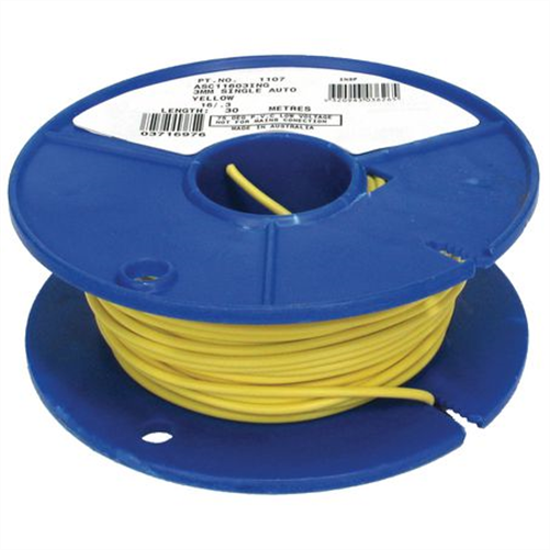 3mm Single Core Auto Cable Yellow 30M