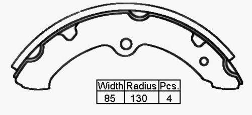 BRAKE SHOE REAR - TOYOTA DYNA 84-87 260 X 85MM