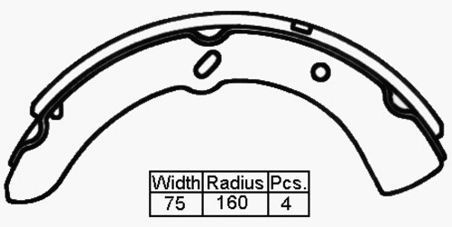 BRAKE SHOE FRONT FORD TRADER 0509,0510,0711 320x75mm