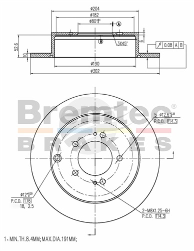 EURO-LINE BRAKE DISC ROTOR BDR20410EL