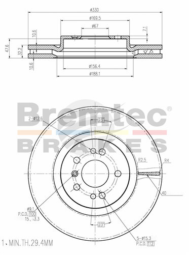 EURO-LINE BRAKE DISC ROTOR PAIR BDR20680EL