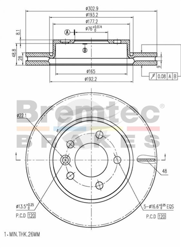 EURO-LINE BRAKE DISC ROTOR PAIR BDR22430EL