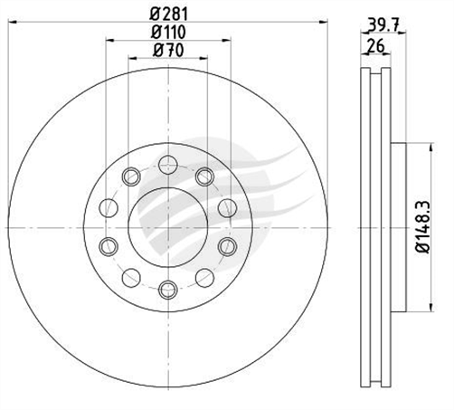 EURO-LINE BRAKE DISC ROTOR PAIR BDR22580EL