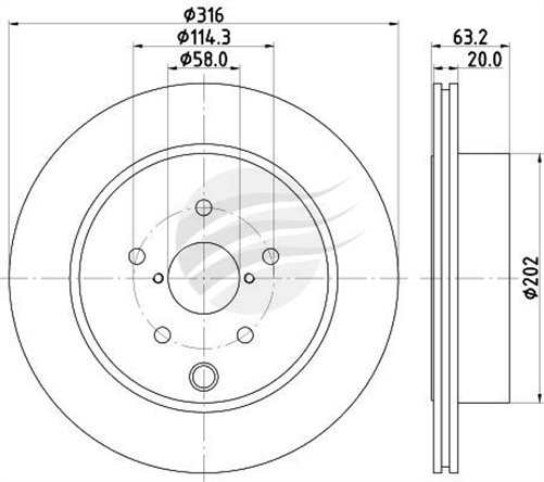 TRADE-LINE BRAKE ROTOR SUBARU REAR 316MM BDR26430TL