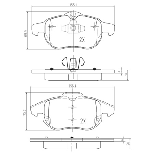 FRONT BRAKE PADS GMC VECTRA 15 03- (556.0) DB1664FP