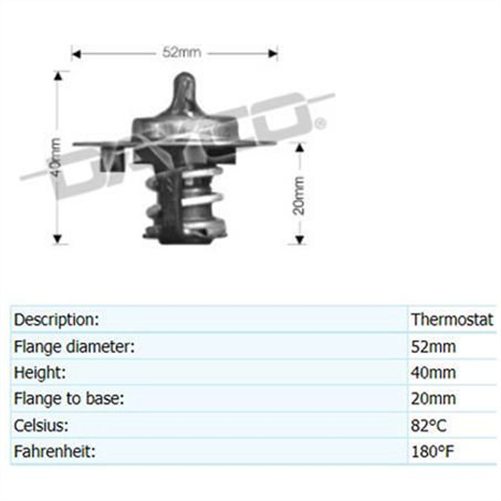 DAYCO THERMOSTAT 52MM 82 DEGREES C - 180 DEGREES F DT170A