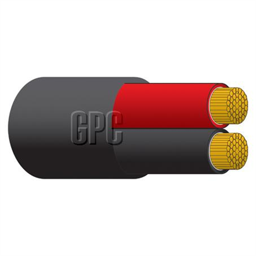 2mm Twin Core Automotive Cable Red/Black With Black Sheath per meter