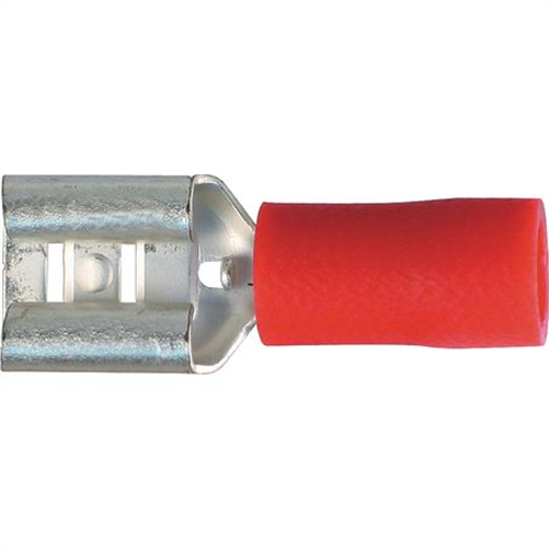 Crimp Terminal Female Blade Red Terminal Entry 6.3 x 0.8mm Vinyl 100Pk