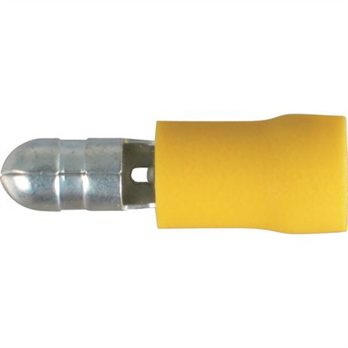 Crimp Terminal Male Bullet Yellow Terminal Size 5mm Vinyl 50 Pce