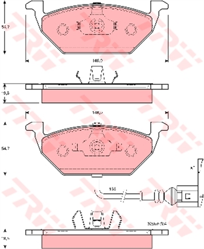 Brake Pad Set Inc. Wear Sensor (DB1405)