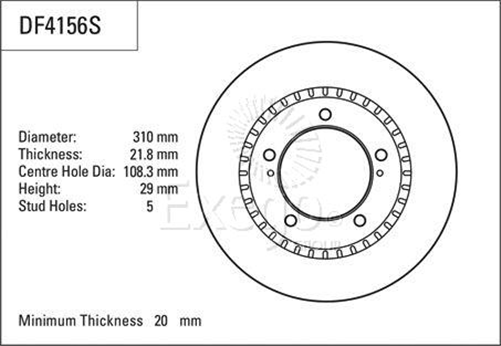 Disc Brake Rotor 310mm x 20 Min