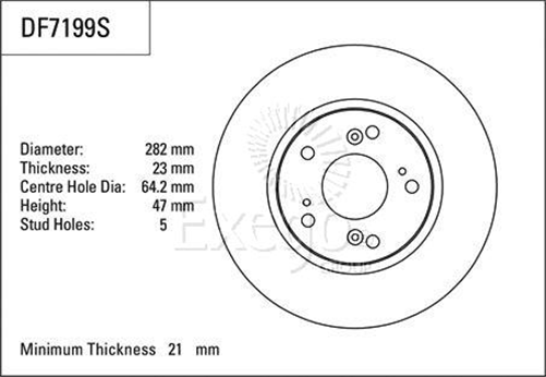 Disc Brake Rotor 282mm x 21 Min