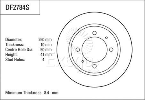 Disc Brake Rotor 260mm x 8.4 Min