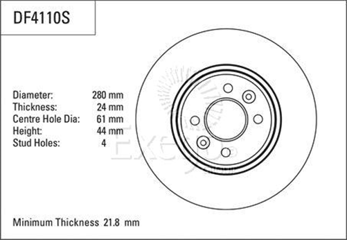 Disc Brake Rotor 280mm x 21.8 Min