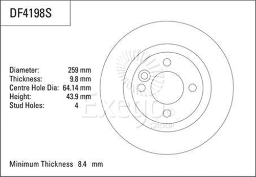 Disc Brake Rotor 258.7mm x 8.4 Min