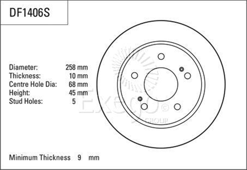 Disc Brake Rotor 258mm x 9 min