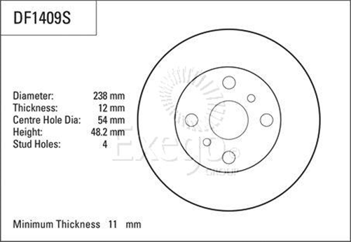 Disc Brake Rotor 238mm x 11 min