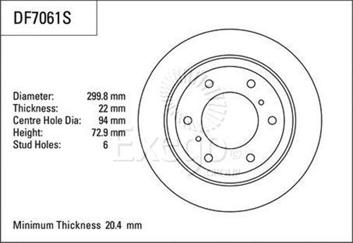 Disc Brake Rotor 300mm x 20.4 Min