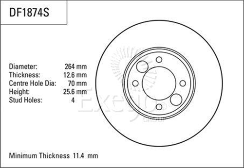 Disc Brake Rotor 264mm x 11.4 min