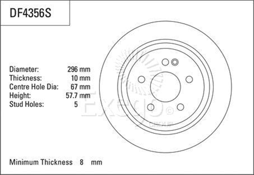 Disc Brake Rotor 296mm x 8 Min