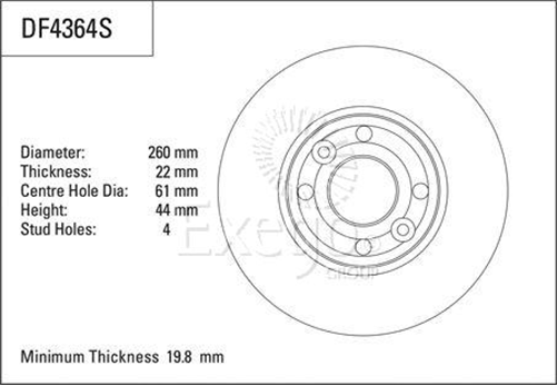 Disc Brake Rotor 260mm x 19.8 Min