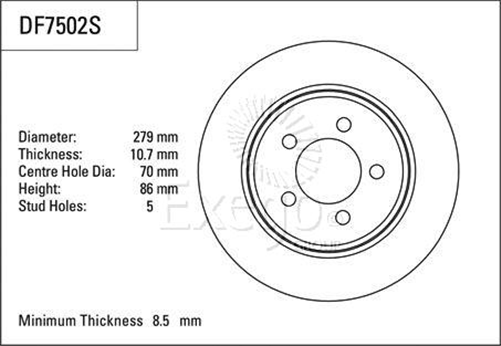 Disc Brake Rotor 279mm x 8.5 Min