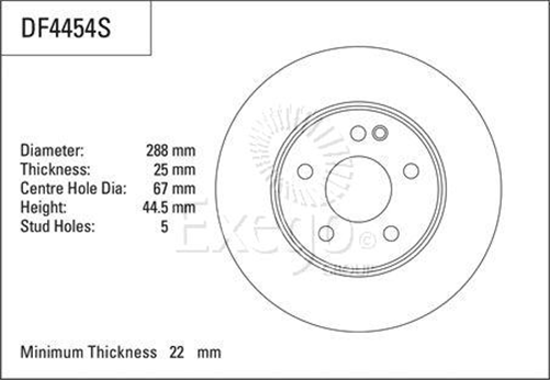 Disc Brake Rotor 288mm x 22 Min