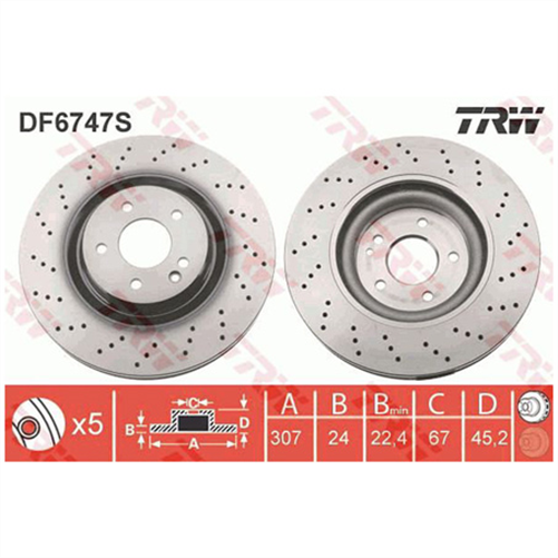 Disc Brake Rotor 307mm x 22.4 Min