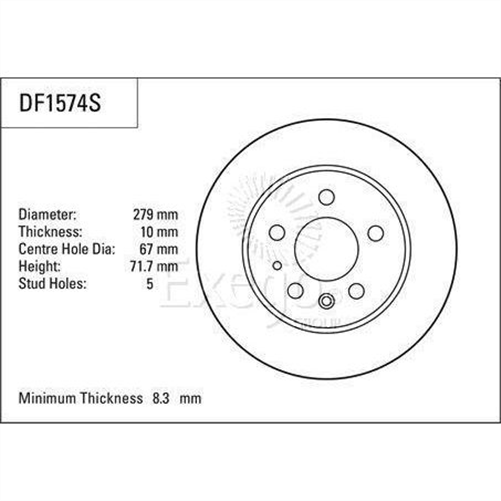 Disc Brake Rotor 279mm x 8.3 Min