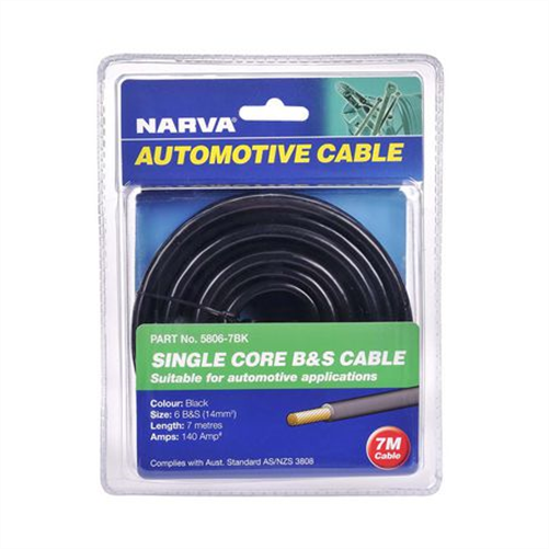 6 B&S Single Core Battery Cable Black 7M