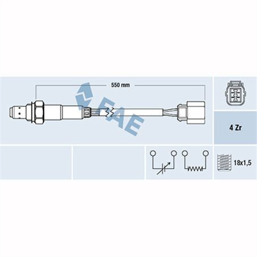 OXYGEN SENSOR DIRECT FIT 4 WIRE 550MM CABLE