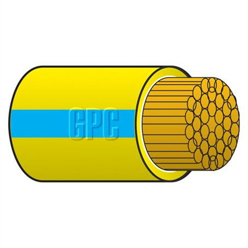 2mm Single Core Automotive Cable Yellow With Blue Trace 50M