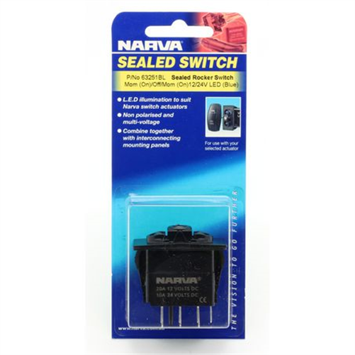 On/Off Rocker Switch Base Momentary LED Blue