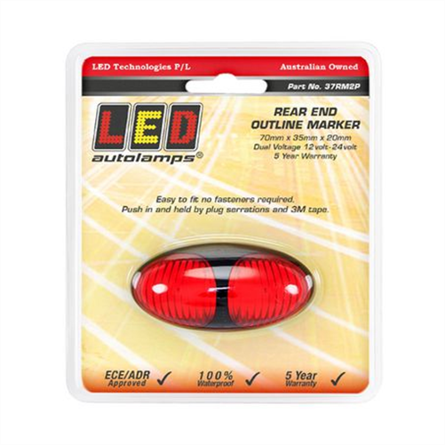 LED Technologies Rear End Outline Marker Led Light Red/Red 12/24V Red