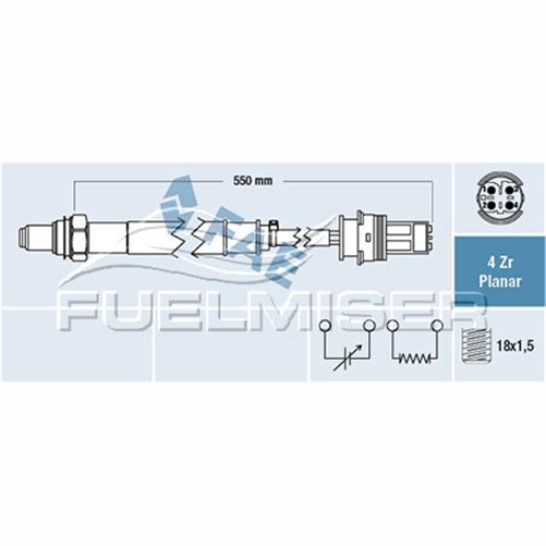 OXYGEN SENSOR DIRECT FIT 4 WIRE 550MM CABLE