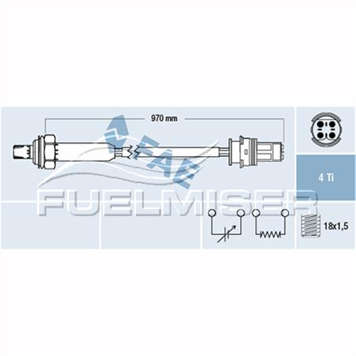 OXYGEN SENSOR DIRECT FIT 4 WIRE 970MM CABLE